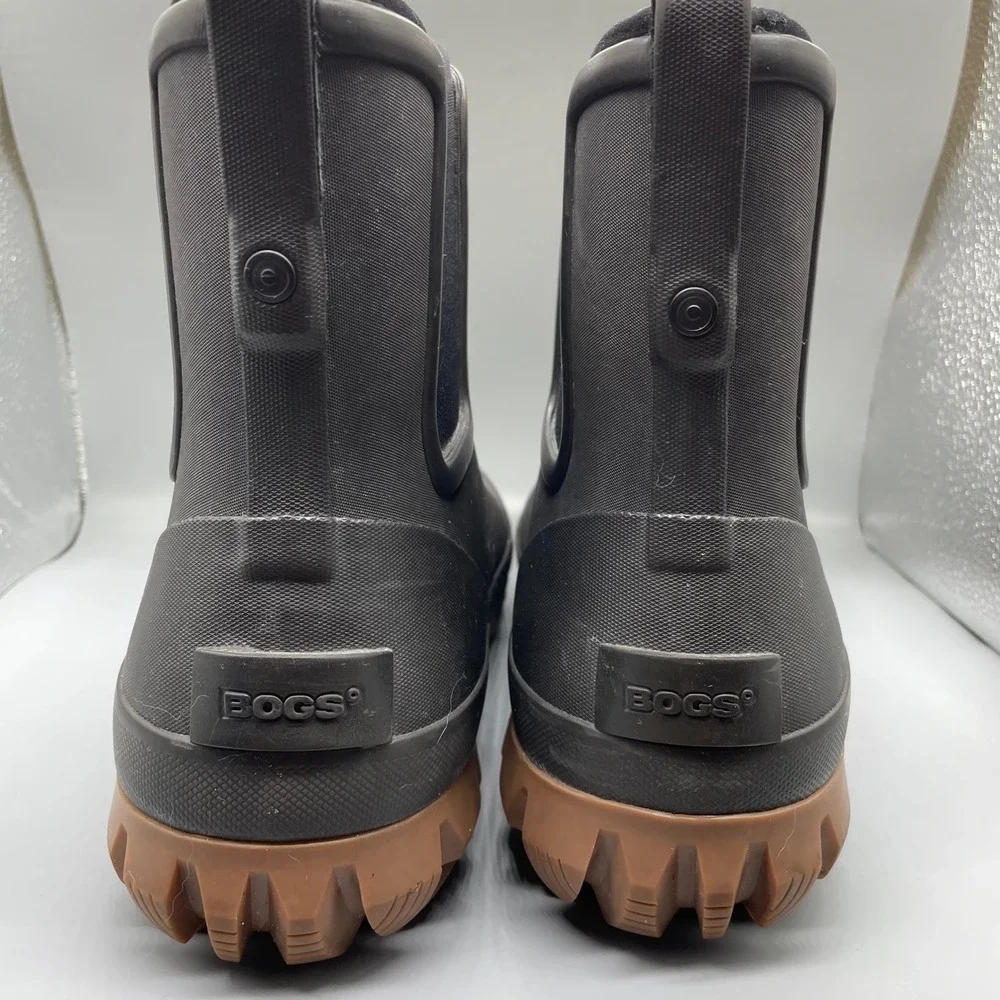 Bogs Arcata Chelse Mid Waterproof Men Rain Boots Gray Gum Lug Sole Slip On Work